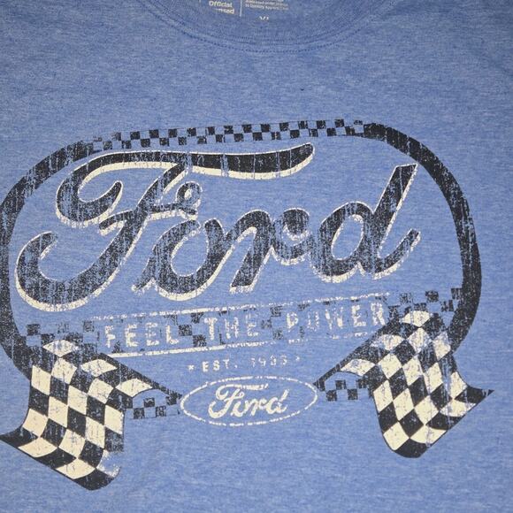 Ford Other - Vintage Ford Official T Shirt Adult Large Blue Feel The Power Racing Distressed